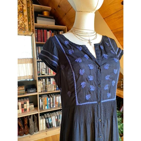 Vintage Embroidered Dress Sheer Black - Picture 6 of 11